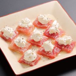 Raw ham and mascarpone