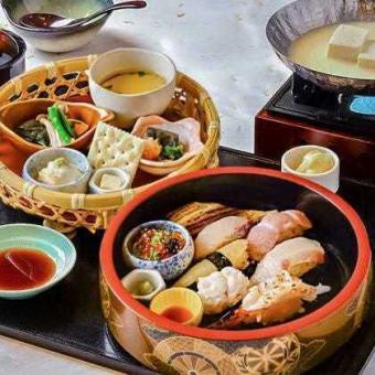 《昼食限定！特別御膳》【夏】豆乳出汁の美人豆富と寿司御膳　3,800円（税込）