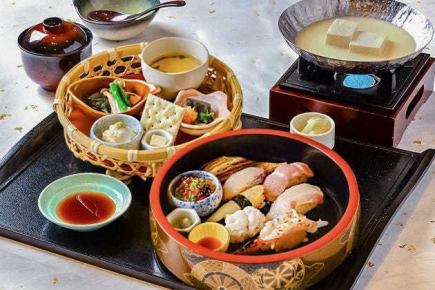 《昼食限定！特別御膳》【夏】豆乳出汁の美人豆富と寿司御膳　3,800円（税込）