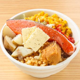 北海しゃけ味噌バターもんじゃ