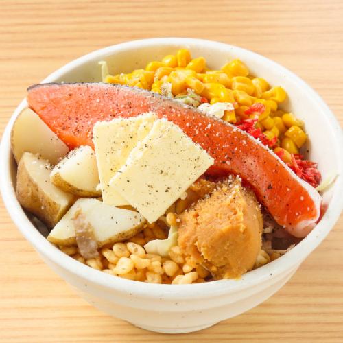 北海しゃけ味噌バターもんじゃ