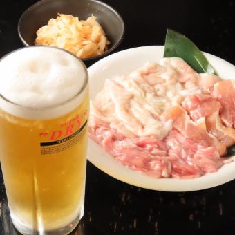【～お仕事終わりにぴったり～】ちょい飲みセット1500円(税込)お好きなドリンクでさくっと焼肉！