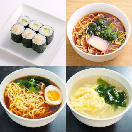 <Various types of noodles and thin rolls>