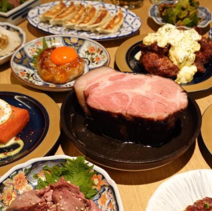 がっつりポークステーキ＆ホタテや餃子おつまみも！たっぷり3時間飲み放題付き5,000円コース