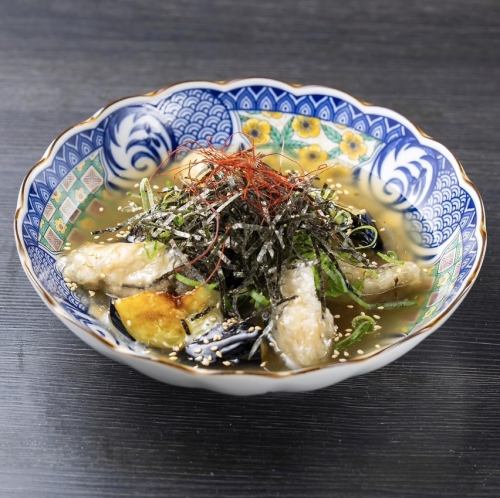 牡蠣と茄子の揚げ出汁あんかけ