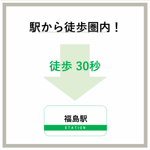 位置优越，距离JR福岛站（大阪）步行30秒