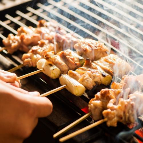 Charcoal grilled Ibaraki chicken yakitori