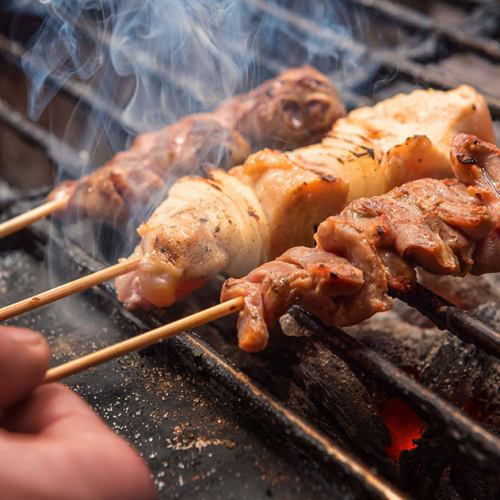 Charcoal grilled Ibaraki chicken yakitori