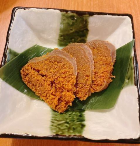 Fugu ovary pickled in rice bran