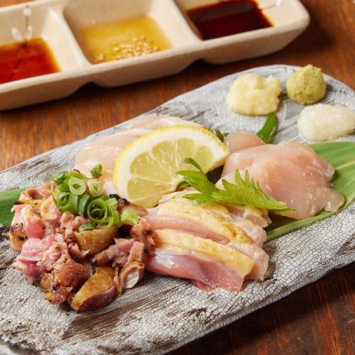 Assortment of 3 kinds of local chicken sashimi
