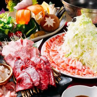 [Reservation the day before] Shabu-shabu hot pot (Hokkaido pork) and meat course 12 dishes total 5500 yen → 4500 yen