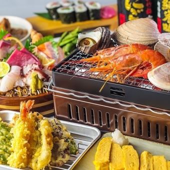 磯の香りをお楽しみください♪『浜焼き天ぷらコース』全7品4000円※2H飲み放題付き歓迎会