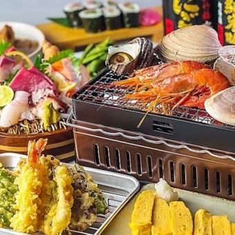 磯の香りをお楽しみください♪『浜焼き天ぷらコース』全7品4000円※2H飲み放題付き歓迎会