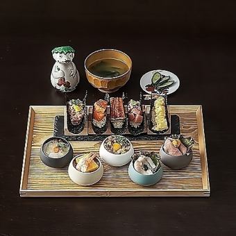 【完全予約制】ご褒美ランチ★SNSで話題！おちょこ丼 & 手巻き  10種セット