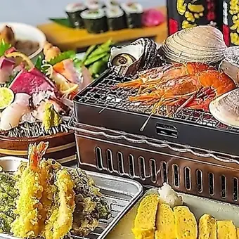 磯の香りをお楽しみください♪『浜焼き天ぷらコース』全7品4000円※2H飲み放題付き歓迎会
