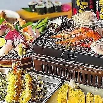 磯の香りをお楽しみください♪『浜焼き天ぷらコース』全7品4000円※2H飲み放題付き歓迎会