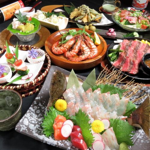 ≪会社宴会に◎≫牛ロースステーキやヒラメ姿刺身付！全9品120分[飲放]5000円