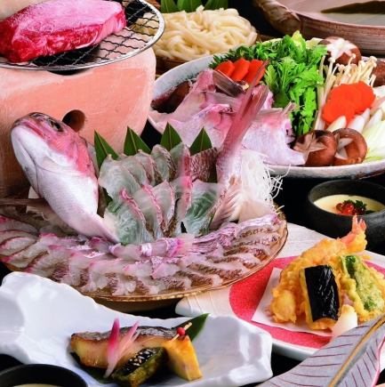 ＜120分飲み放題＞オープン記念！鯛の姿造り&牛ロースステーキ付！[9品]6000→5000円