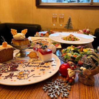 《12/24 & 25限定》 rokucafe X'mas Dinner 2025 乾杯スパークリングワイン付き 料理6品⇒4700円