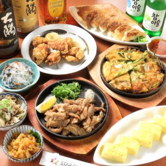 生ビールもOK♪120分飲み放題付★鉄板焼き・海鮮チヂミなど全10品【宴会コース】4500円→3300円