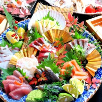 包房保证“8种生鱼片+阿波牛烤牛肉”“初夏风味套餐”2小时无限畅饮10道菜品5,200日元