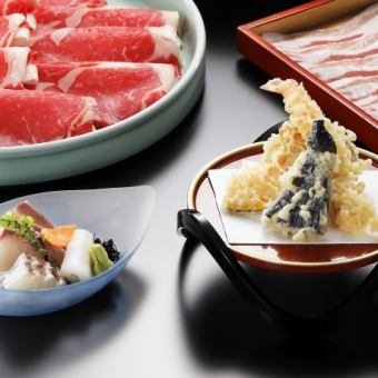 【オープン記念価格】刺身・天ぷら・国産牛しゃぶしゃぶ御膳6500円→4550円(料理のみ)