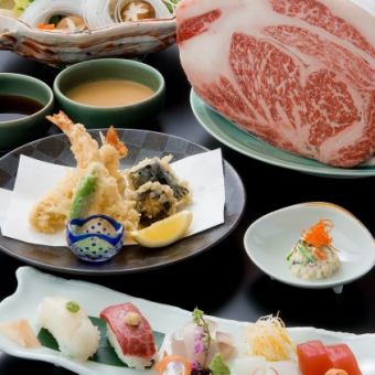 『ランタン期間限定』特選長崎牛しゃぶ・天ぷら・刺身付きコース7000円→6000円（料理のみ）