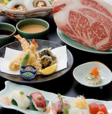 『ランタン期間限定』特選長崎牛しゃぶ・天ぷら・刺身付きコース7000円→6000円(料理のみ)