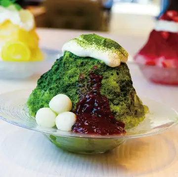 Matcha and red bean shaved ice
