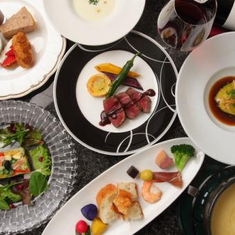 【오리지널 디너 코스】 치즈 퐁듀와 활파리 전복이 메인 플랜