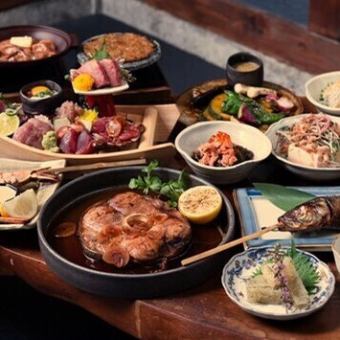 【五百蔵満喫コース】150分飲み放題付～前菜から炉端焼き、自慢の釜飯まで堪能～ 全10品 7700円