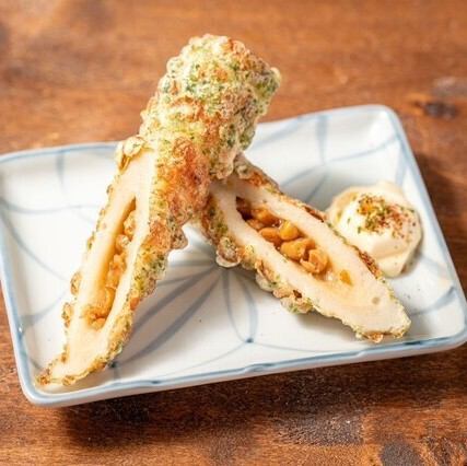 ちくわ納豆磯部揚げ