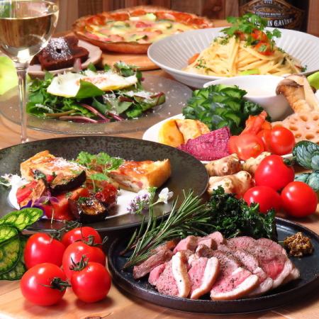 [All-you-can-drink/dessert included] Vegetable and meat course + all-you-can-drink for 5,000 yen including tax!