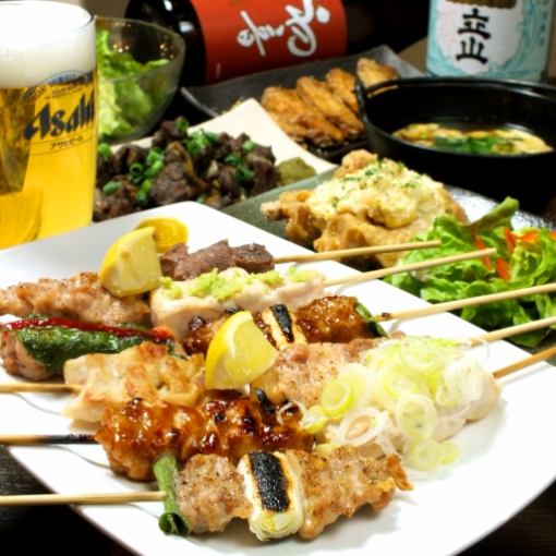 [No. 1 in popularity] 5 types of Yakitori course (7 items in total) All-you-can-drink 120 minutes ⇒ 4,500 yen (tax included) / 150 minutes ⇒ 5,000 yen (tax included)!!