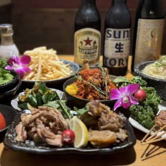 [Easy Chicken Bar Course] 10 dishes including two kinds of Tajima local chicken of the day for 3,000 yen (tax included)♪ *Until the end of September