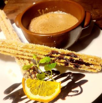 チュロスとHotチョコ