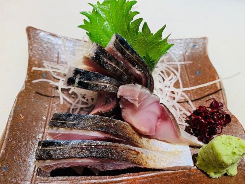 Premium grilled mackerel sashimi