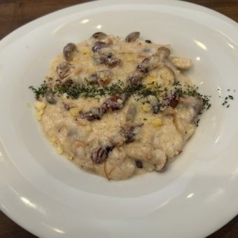 ホタルイカとキノコのクリームリゾット