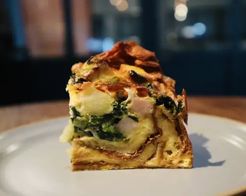 Croissant quiche made with French fermented butter dough