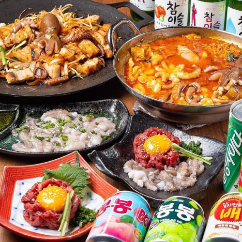 釜山直送!!話題の活きタコ踊り食い♪