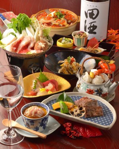 All courses include all-you-can-drink local sake