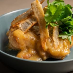 とろっと若鶏の白味噌煮 ごぼうフリットのせ