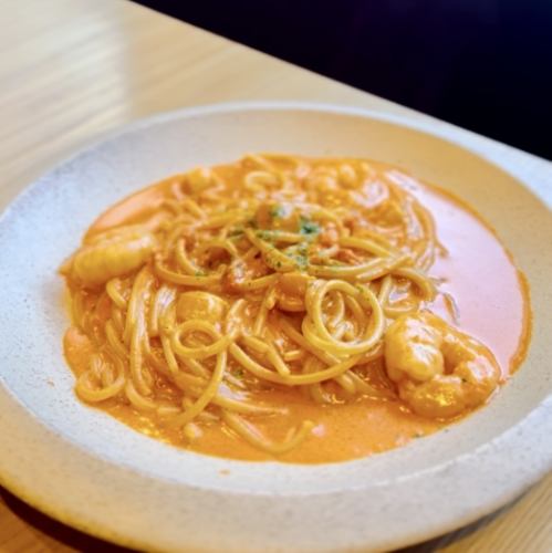 Shrimp and scallops in rich tomato cream sauce