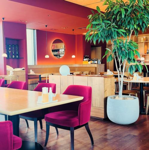 開放的なテラスと洗練された店内