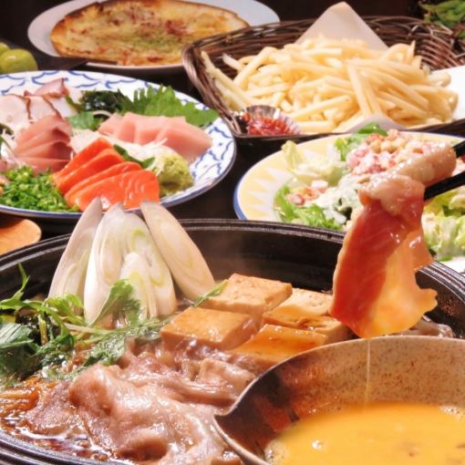 Spring limited price ★ 2 hours all-you-can-drink included & 10 items including beef sukiyaki pot and 5 pieces of sashimi 5,300 ⇒ 4,300 yen