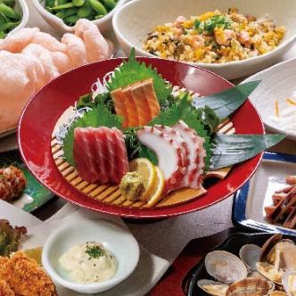 【当日OK!1日3組限定】お刺身2点盛り&からあげ付10品+120分生ビール付105種[飲放]⇒3500円