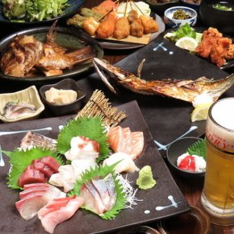 ＼丹波港限定/從新鮮的生魚片到炸串♪10道菜品+120分鐘無限暢飲5,200日元