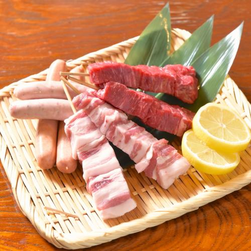 Various types of meat robatayaki