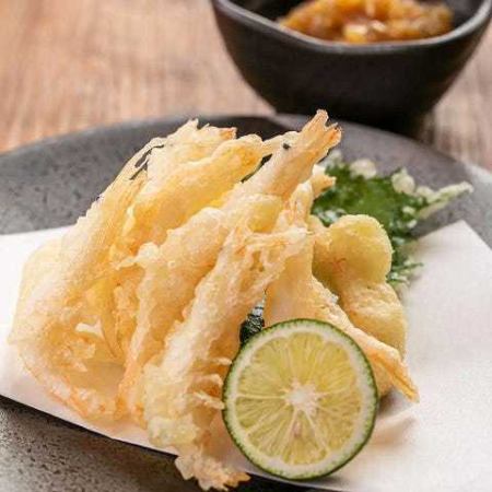 white shrimp tempura