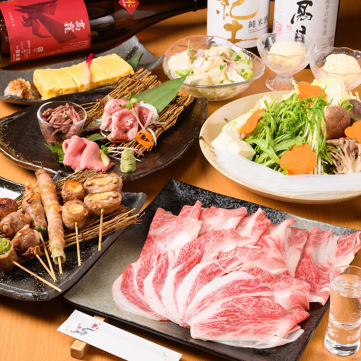 About 6 minutes walk from Nagahoribashi Station! A restaurant where you can enjoy meat hotpot made with domestic beef and all-you-can-drink Japanese sake.